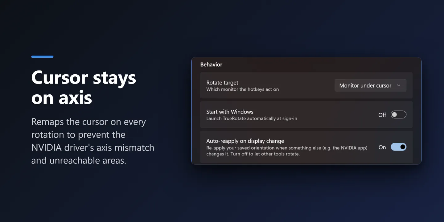 Auto-reapply setting that fixes the NVIDIA mouse-axis bug after rotating a monitor