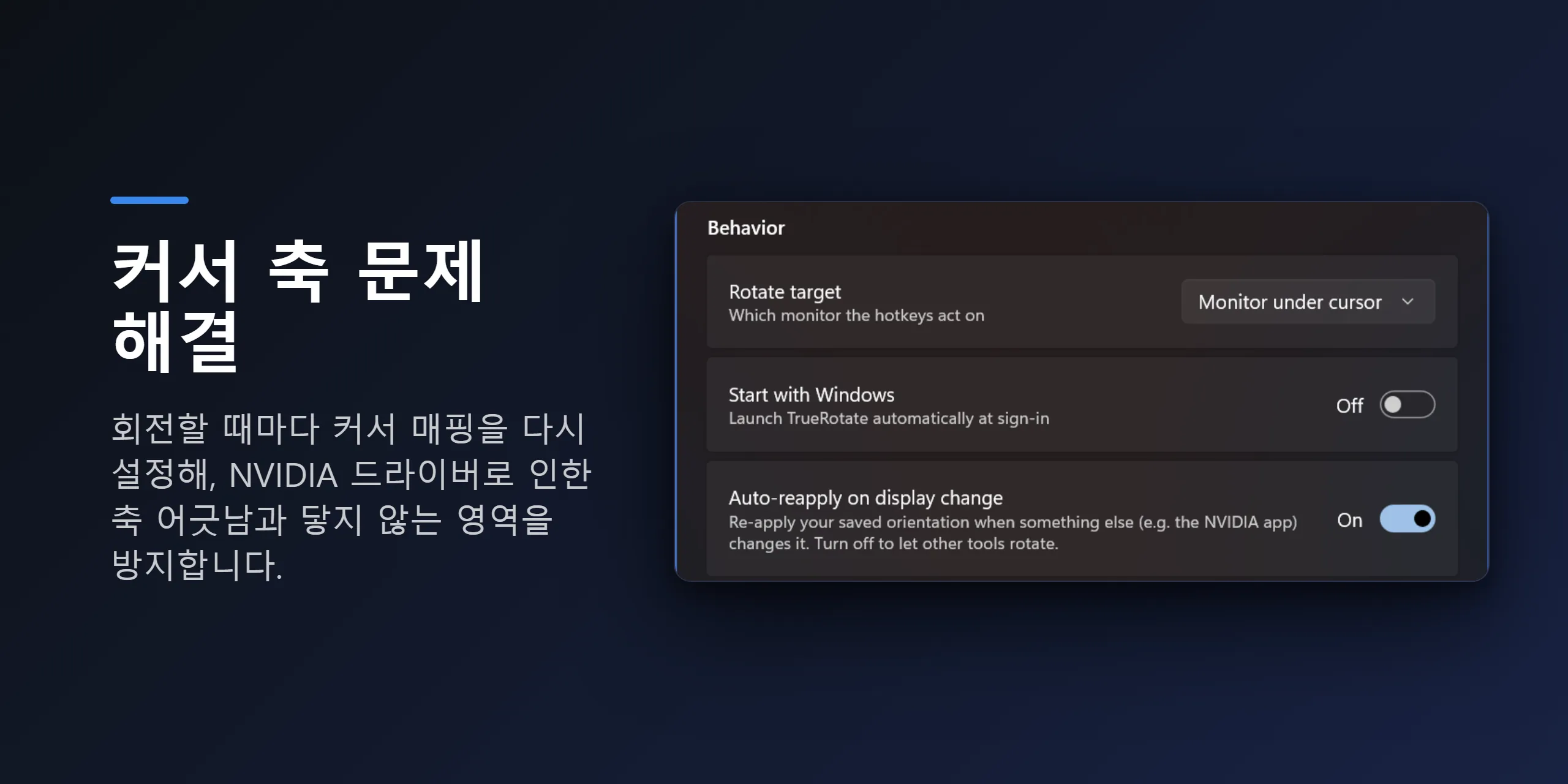 NVIDIA 마우스 축 버그를 해결하는 자동 재적용 설정